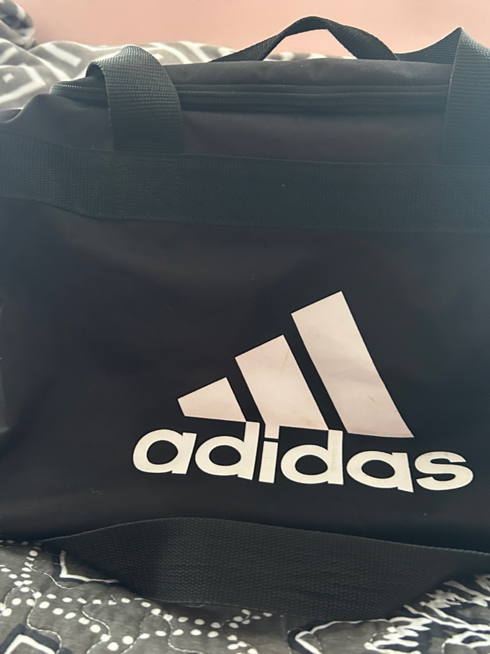 adidas Black Duffel Bag with White Trefoil Logo